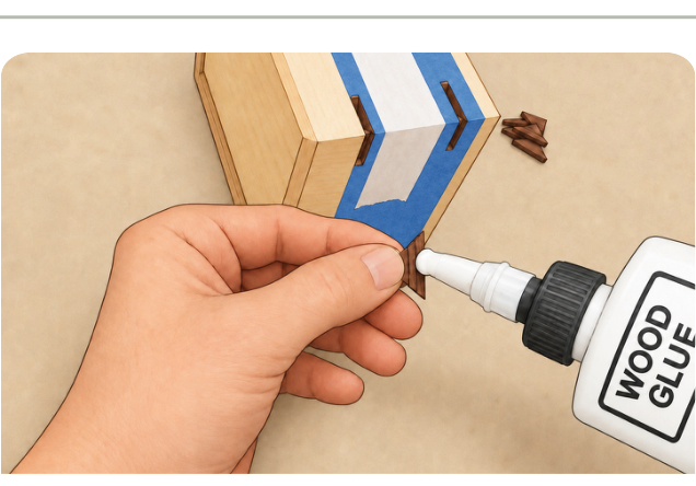 Step 7: Glue the splines. Artwork from the approved PDF.